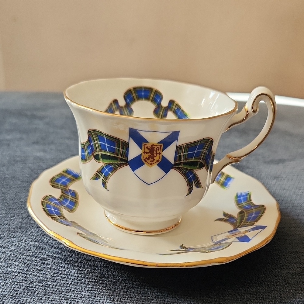 Royal Adderley Nova Scotia Tartan Demitasse Coffee Mug And Saucer